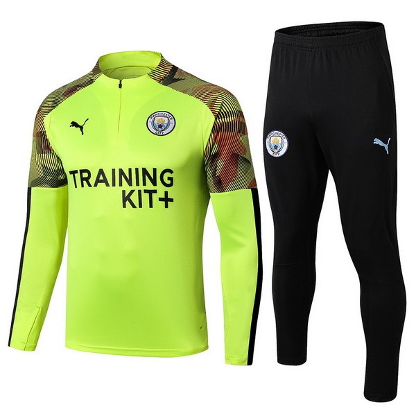 Chandal Niños Manchester City 2019-2020 Verde Fluorescente Negro